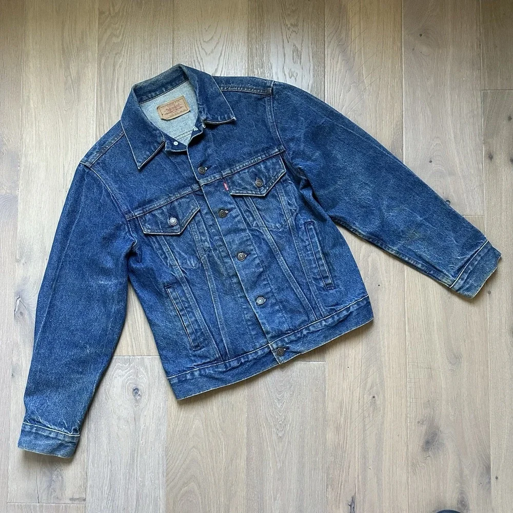 Vintage LEVIS 80s Denim‎ Trucker Jacket Type III 70506-0216 Sz 38R Made In USA